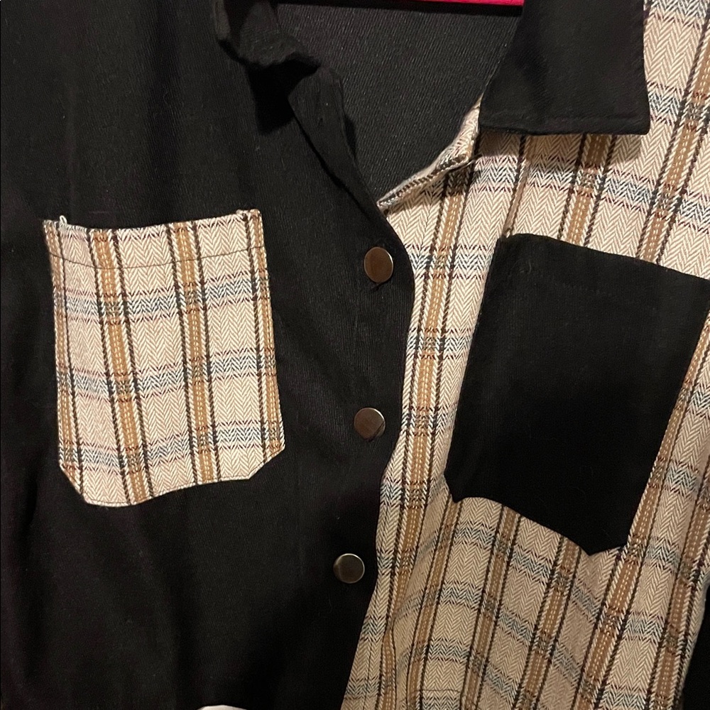 Plaid Black and Tan Women's Jacket - Picture 3 of 7